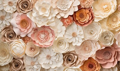  a wall made of paper flowers is shown in this image.  generative ai