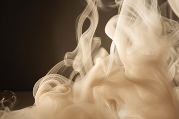Light background with puffs of ivory smoke. Smoke whiffs and swirls. Generative AI