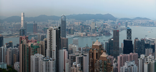Panoramic view of Kowloon and Victoria Harbour