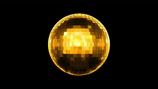 Golden disco ball with alpha background