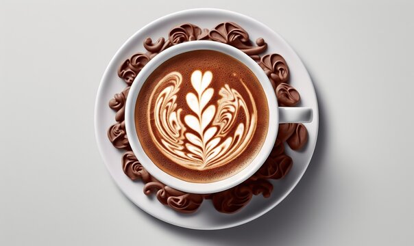  a cup of coffee with a design in the middle of it.  generative ai