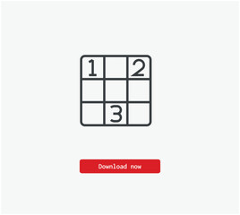 Sudoku vector icon. Symbol in Line Art Style for Design, Presentation, Website or Mobile Apps Elements, Logo. Pixel vector graphics - Vector