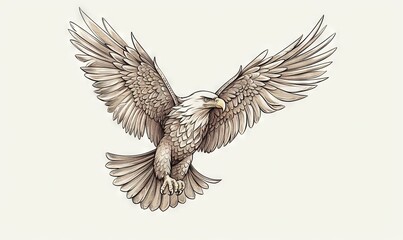  a drawing of an eagle flying with its wings spread out.  generative ai
