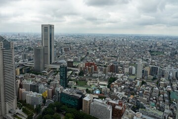 Aerial view over the city of Tokyo Japan