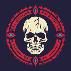 Navy Red Scull Vector