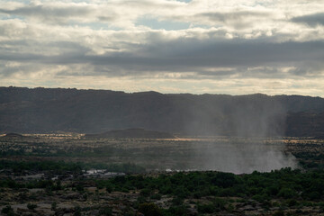 Augrabies national park in South Africa is a nature reserve with the Orange river running through it.
