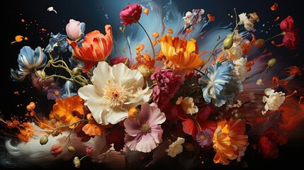 Fototapeta na wymiar Flower bouquet explosion, vivid colours