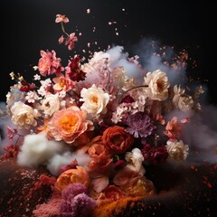 Obraz na płótnie Canvas Flower bouquet explosion, vivid colours