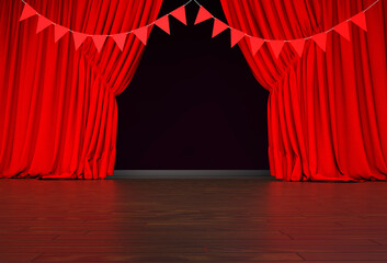 Red Curtain, Cinema Curtain, Theater Stage - a visual design work.