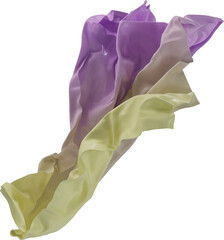 Purple and Yellow Cloth Fabric Floating in 3d Isolated on Transparent Background