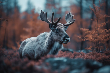 Elk in the forest. Generative AI