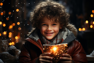 Naklejka premium happy family ,people in winter,christmas ai generative