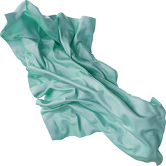 Green Cloth Fabric Floating in 3d Isolated on Transparent Background