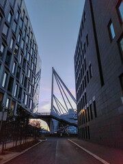 Fototapeta premium Barcode Project and Akrobaten Bridge, the modern architecture in Oslo city center, Norway