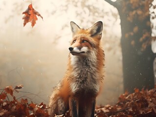 Fuchs im Herbstwald