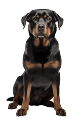 An adult Rottweiler dog full body shot over isolated transparent background