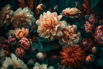 Obraz na płótnie Canvas Bouquet of multi-colored flowers. Generative AI