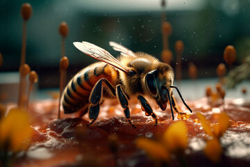 The bee is collecting syrup. Generative AI