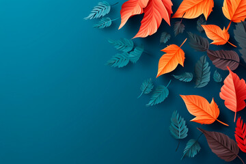 Autumn seasonal background frame with fall leaves - obrazy, fototapety, plakaty