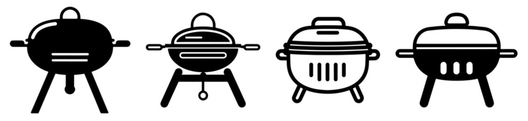 Dutch Oven Grill BBQ icon set. vector.