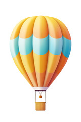 Hot air balloon blue orange stripes, colorful aerostat isolated on white. Generative ai