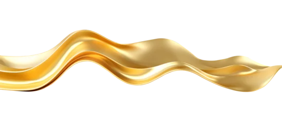 Schilderijen op glas 3d rendering wave golden band. Flowing abstract metallic shape. Generative AI © SRITE KHATUN