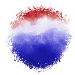 Watercolor patriotic background. Abstract round red and blue print