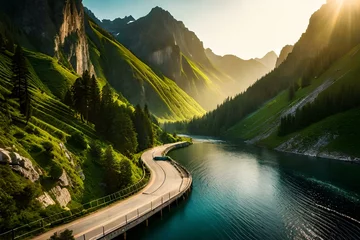 Foto op Plexiglas Alpen the road to the mountains
