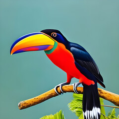 Fototapeta premium Illustration created by AI Generator of a toucan with vibrant colors and lots of details