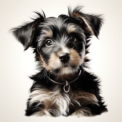Boceto de cachorro de Yorkshire terrier. IA generativa.