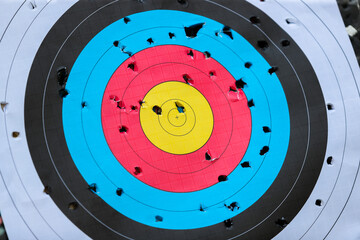 Archery target with traces of use