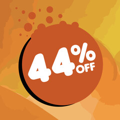 44% off per cent, percentage number in a colored circle, promotion, big sale, colorful background