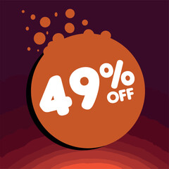 49% off per cent, percentage number in a colored circle, promotion, big sale, colorful background