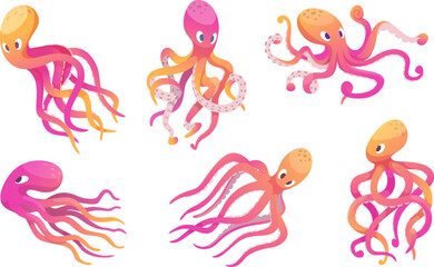Octopus. Cartoon ocean wildlife underwater creature with tentacles exact vector illustration of octopus © ONYXprj