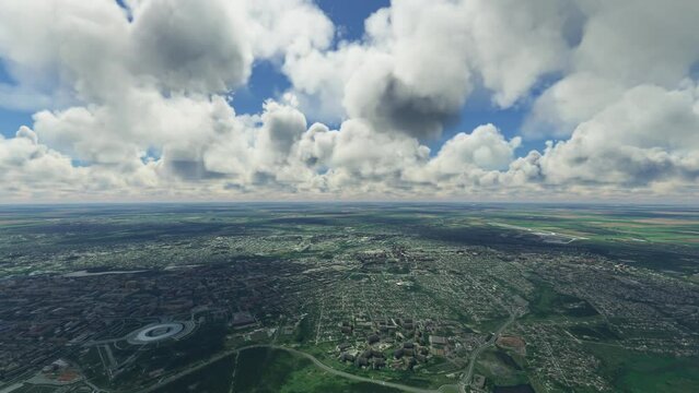 Aerial drone view of Donetsk city in Ukraine