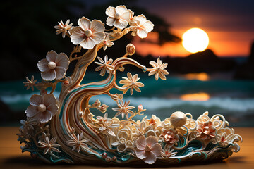 golden christmas tree ai generative