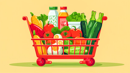 shopping basket with healthy organic food, made with Generative AI