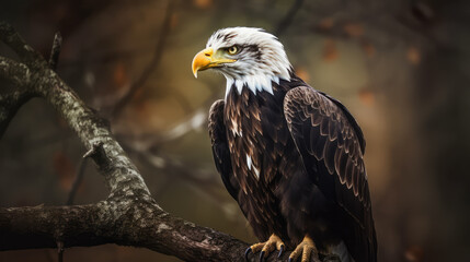 Obraz premium beautiful eagle in its natural habitat. Close up of eagle in nature. Post-processed generative AI