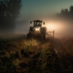 Fototapeta premium Harvesting. wheat, grain, tractor, combine harvester. A set of works at the final stage of farming. Harvested crops, fertility and family well-being. Harvesting mature produce and food. Generative AI