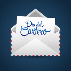 Dia del Cartero - Mailman day spanish text, National Thank A Mailman Day vector card