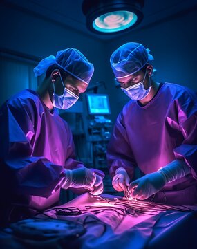 Team surgeon at work in operating room ai generated