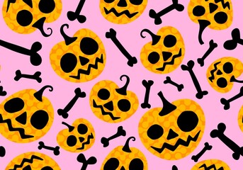 Halloween seamless pumpkins pattern for fabrics and wrapping paper and clothes print
