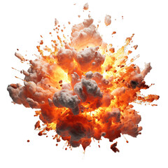 Fire bomb explosion over white transparent background