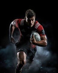 Dynamic Illustration of a Rugby Player - sports clipart - 619227638