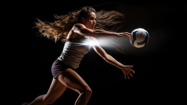 Dynamic Illustration of a Volleyball Play - sports clipart
