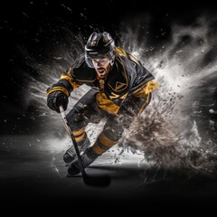 Naklejka premium Dynamic Illustration of a Ice Hockey Player - sports clipart