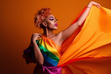 Fototapeta na wymiar African woman celebration LGBT, ai generated