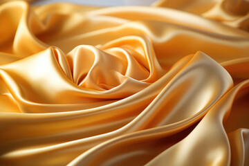 Obraz premium Background featuring undulating waves of shimmering golden silk. Generative Ai.