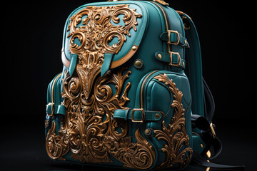 Obraz premium Handmade blue backpack, reflecting artisanal craftsmanship and style. Generative Ai.