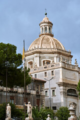 Fototapeta na wymiar dome of the Baroque Cathedral Basilica of St. Agates in the city of Catania, on the island of Sicily